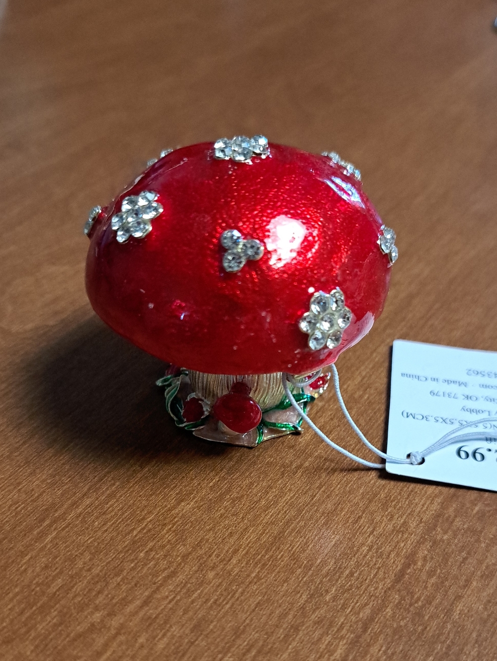 Hobby Lobby Red Jeweled Mushroom Trinket Box
